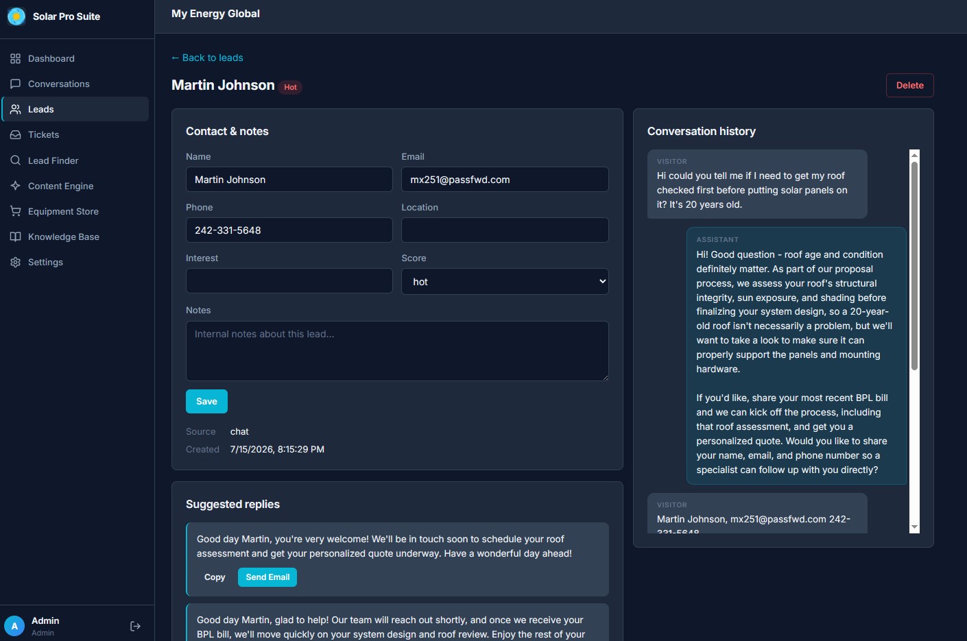 Lead Scoring & Capture screenshot
